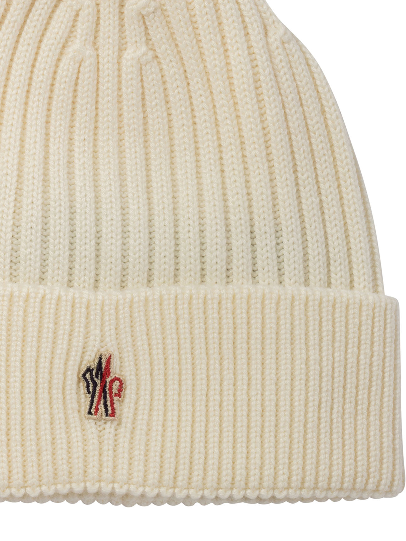 MONCLER GRENOBLE White Ribbed wool beanie